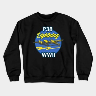 P-38 Lightning WWII Vintage Aircraft Crewneck Sweatshirt